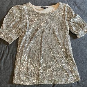 Cable and Gauge Small Silver Sequin Blouse